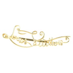 Louis Vuitton Gold Script Logo Hair Clip Barrette 2lk630s 