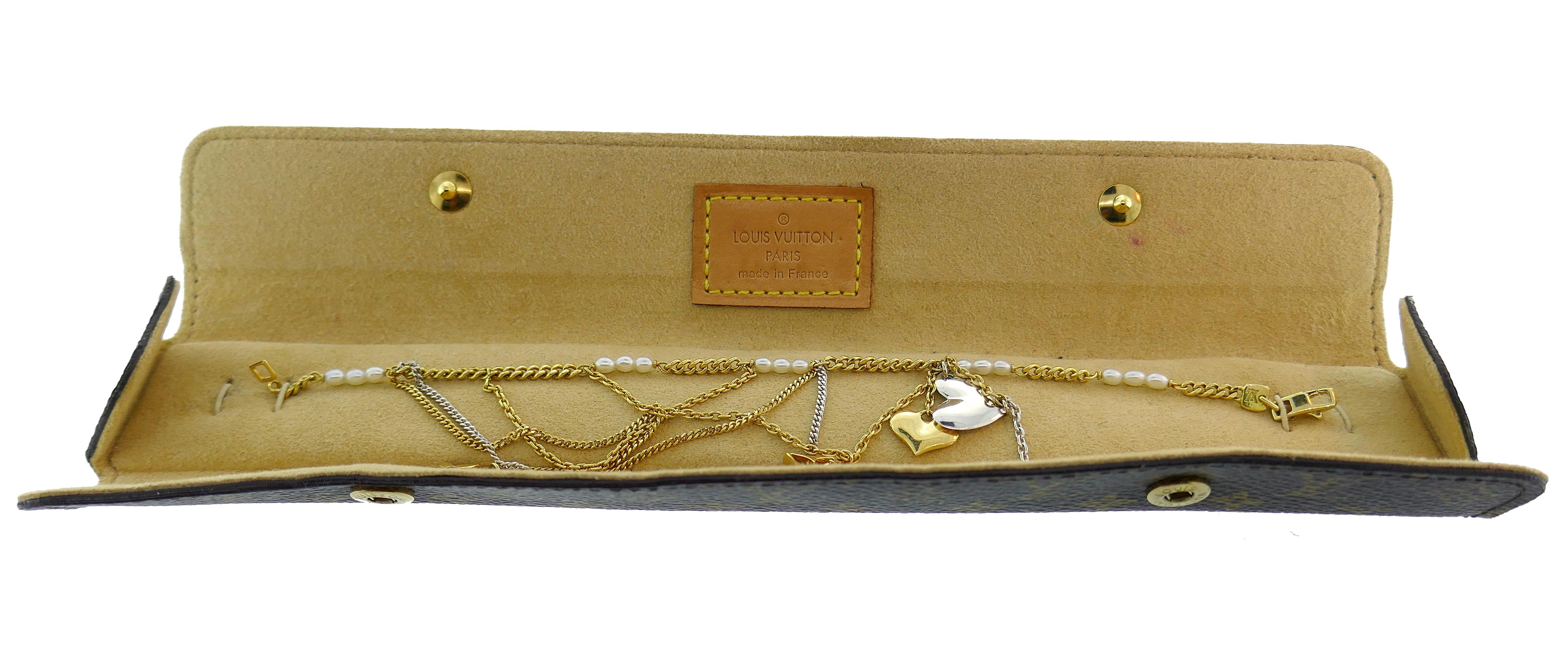 Louis Vuitton Gold Seed Pearl Chain Charm Bracelet 1