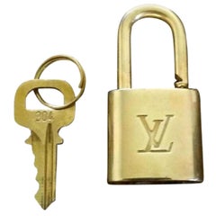 Louis Vuitton Gold Single Key Lock Pad Lock and Key 867488 867710