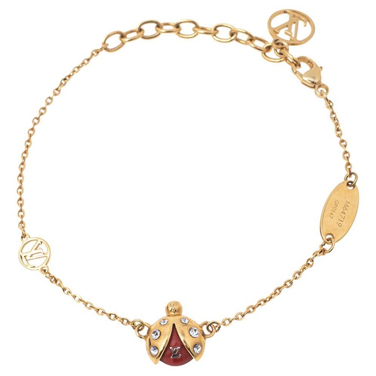Louis Vuitton Gold Stone Crystal Enamel Ladybug Bracelet at 1stDibs