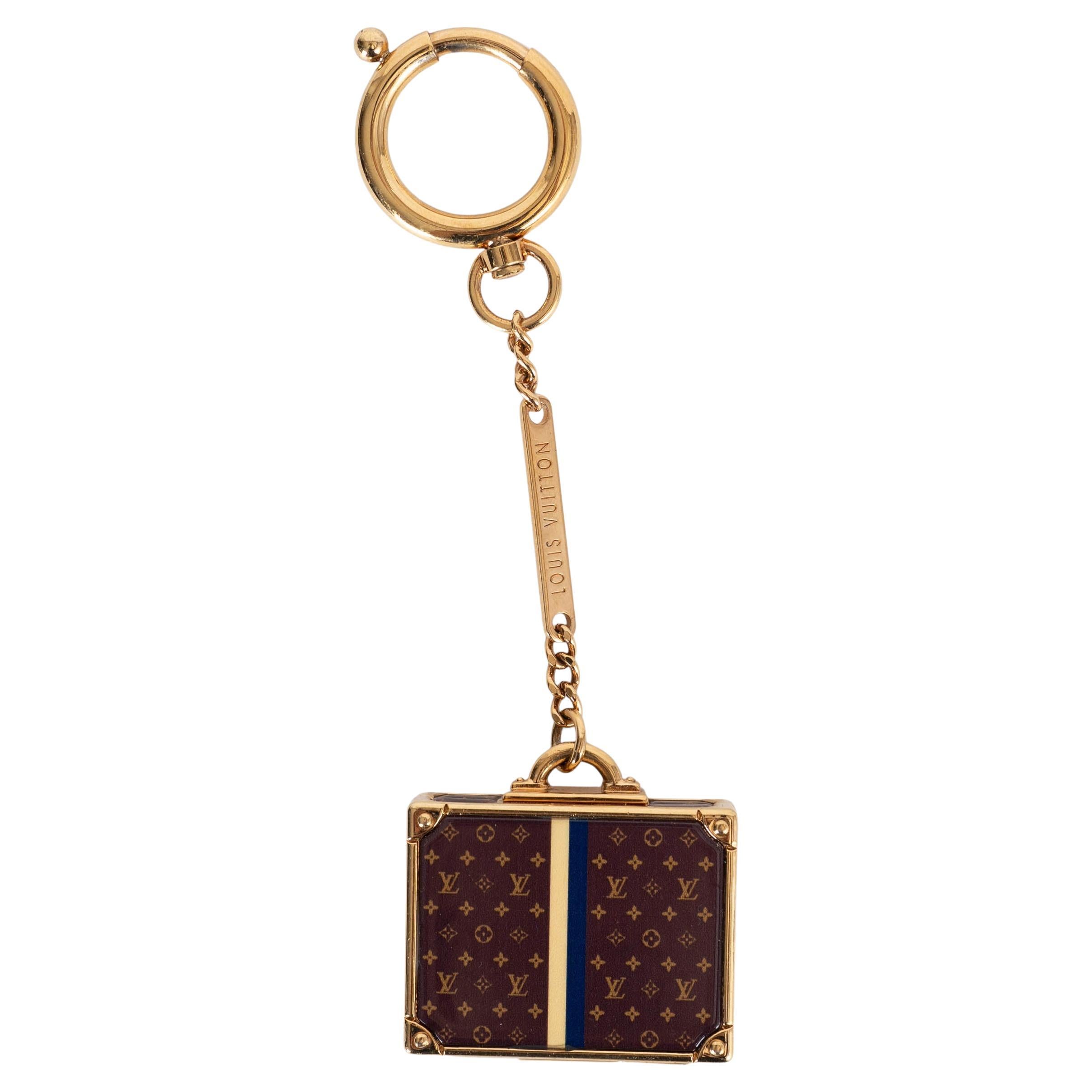 LOUIS VUITTON gold-tone ALZER SUITCASE MIRROR Key Chain Bag Charm