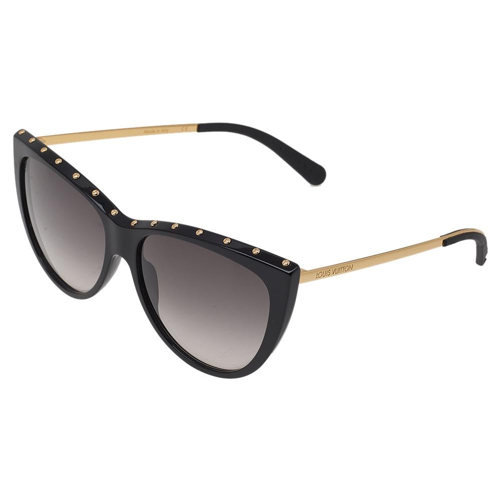 Louis Vuitton Gold Tone/Black La Boum Cat Eye Sunglasses In Good Condition In Dubai, Al Qouz 2