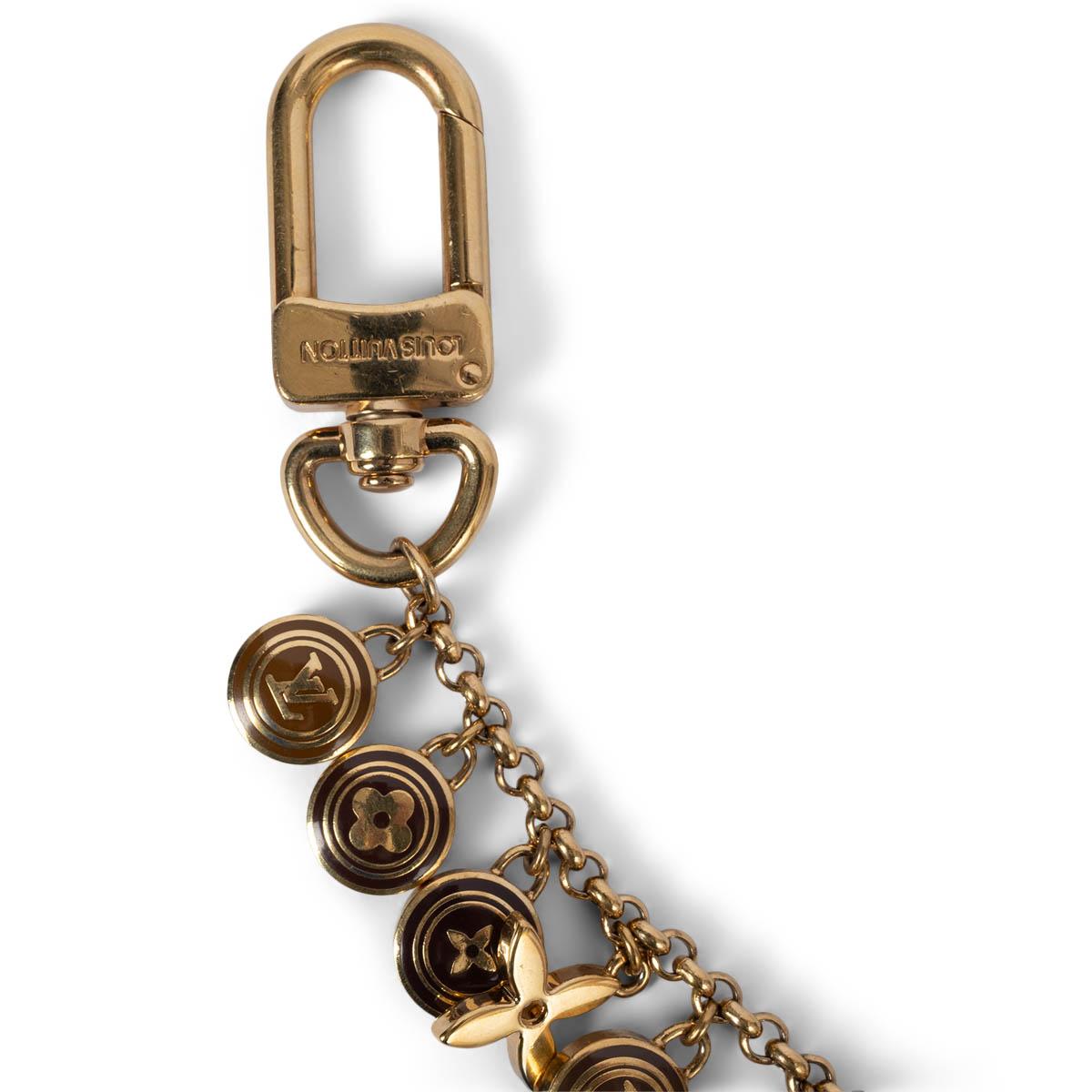 LOUIS VUITTON gold-tone & brown enamel PASTILLES Bag Charm / Keychain In Excellent Condition In Zürich, CH