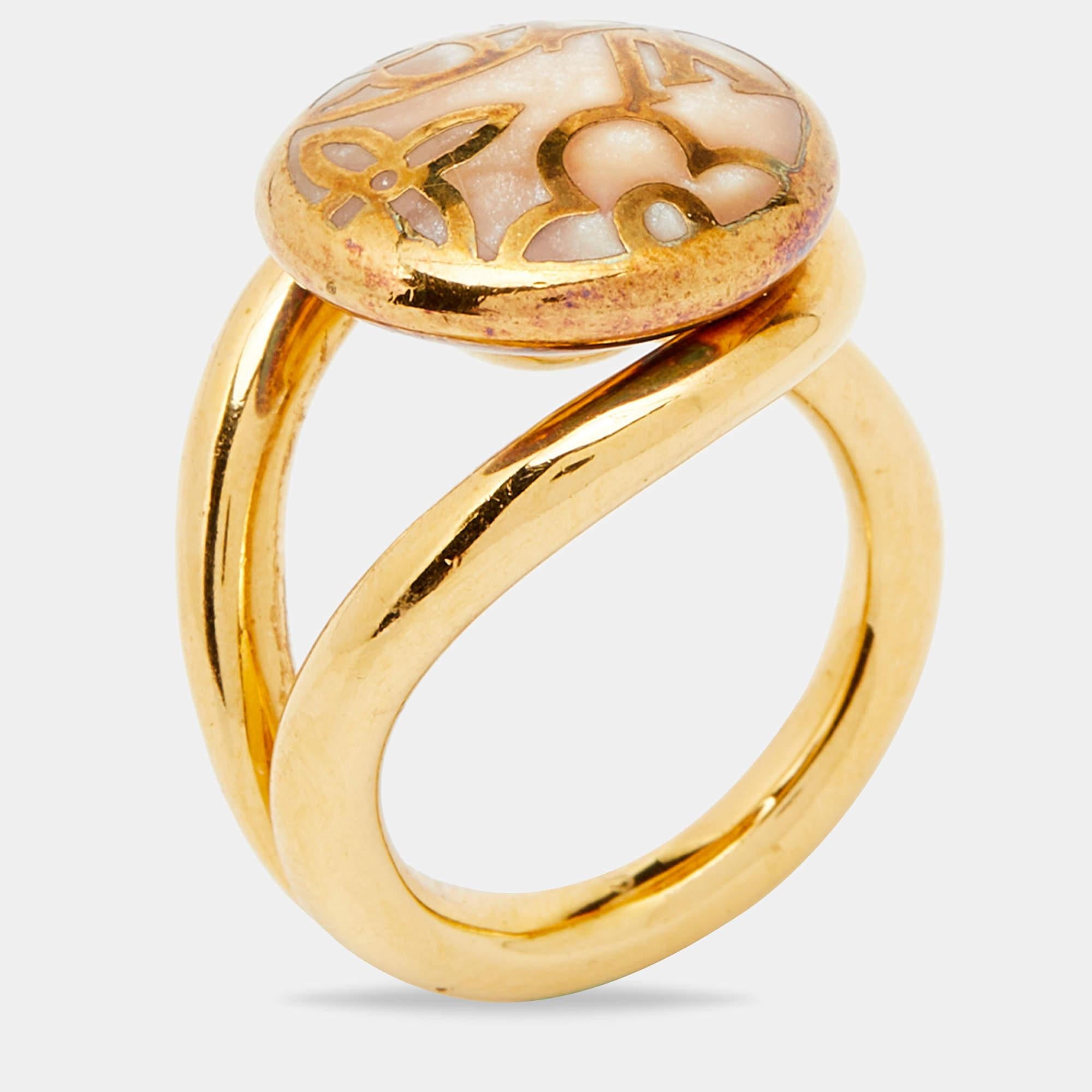 Louis Vuitton Gold Tone Celeste Bracelet & Ring Set 1