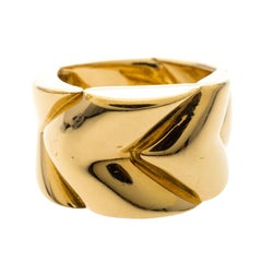 Louis Vuitton Gold Tone Chunky Ring Size 57