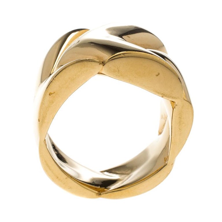 Louis Vuitton Gold Tone Chunky Ring Size 57 For Sale at 1stdibs
