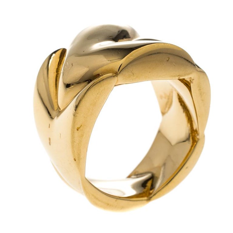 Louis Vuitton Gold Tone Chunky Ring Size 57 For Sale at 1stdibs