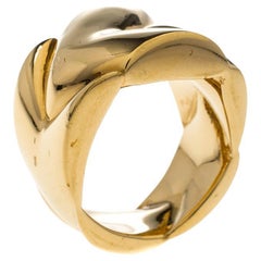 Louis Vuitton Gold Tone Chunky Ring Size 57