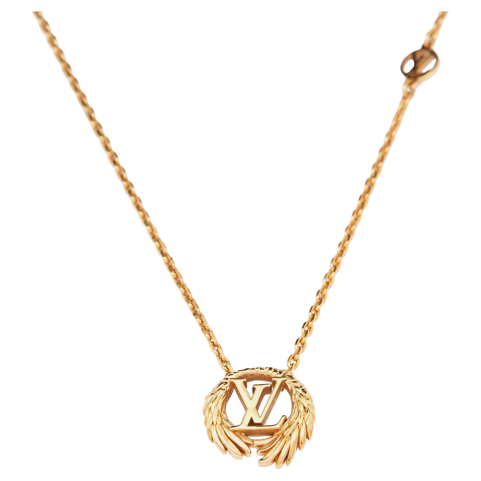 Vintage Louis Vuitton Monogram Bar And Circle Pendant Necklace