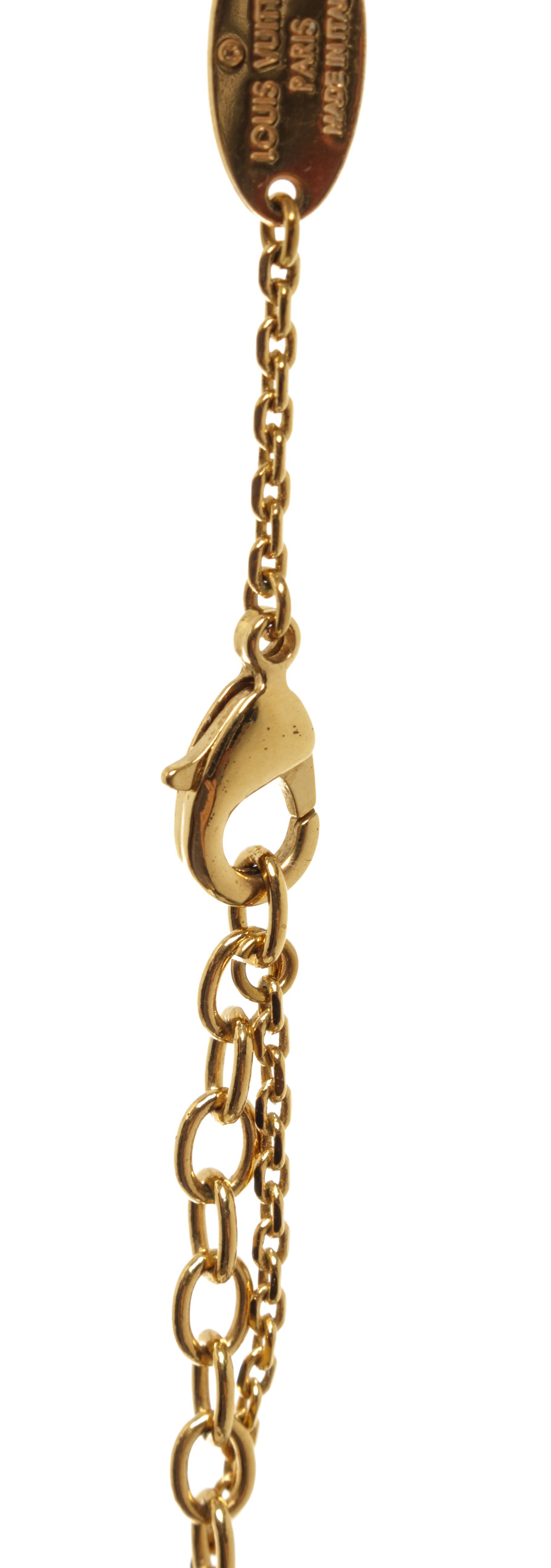Women's Louis Vuitton Gold-tone Collier LV Angel Pendant Necklace For Sale