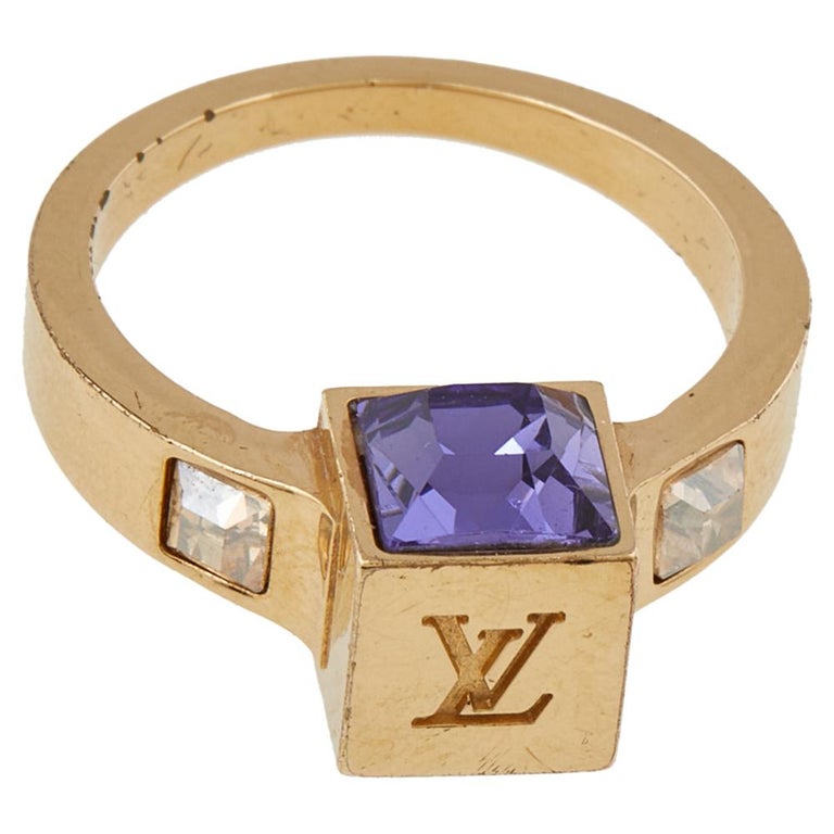 Louis Vuitton Gold Tone Crystal Gamble Ring Size EU 53 at 1stDibs  lv  crystals ring, louis vuitton ring heren, louis vuitton gamble ring