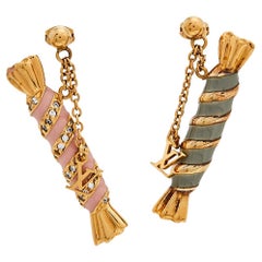 Louis Vuitton Gold Tone Enamel Candy Drop Earrings