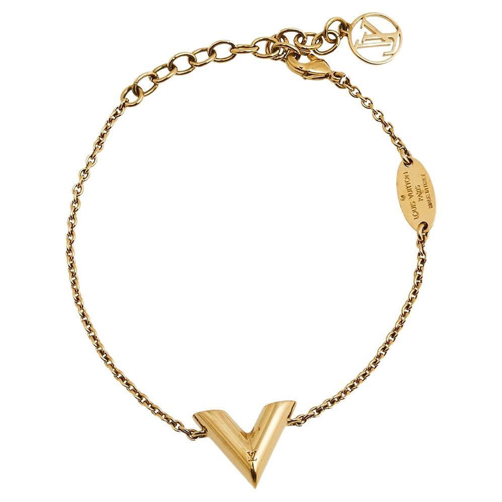 Louis Vuitton Gold Tone Essential V Bracelet
