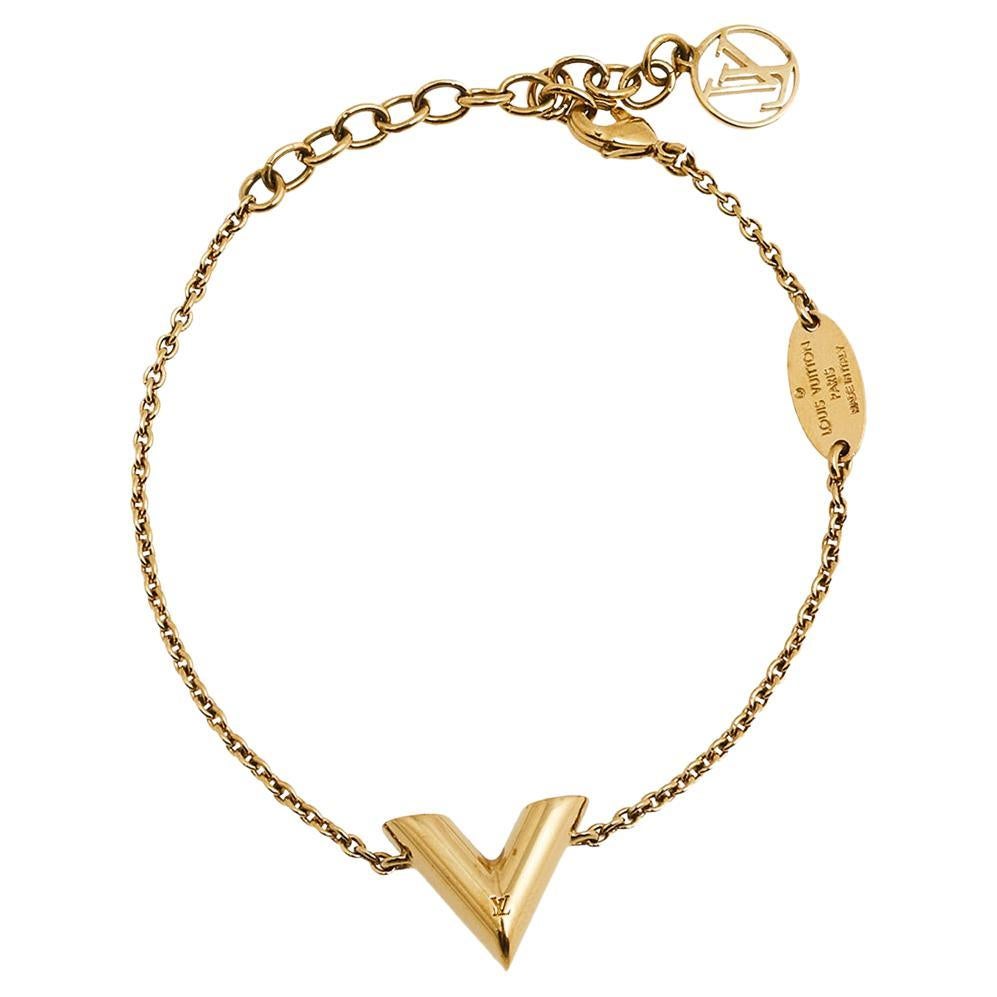 Louis Vuitton LV and Me Letter V Gold Tone Bracelet at 1stDibs