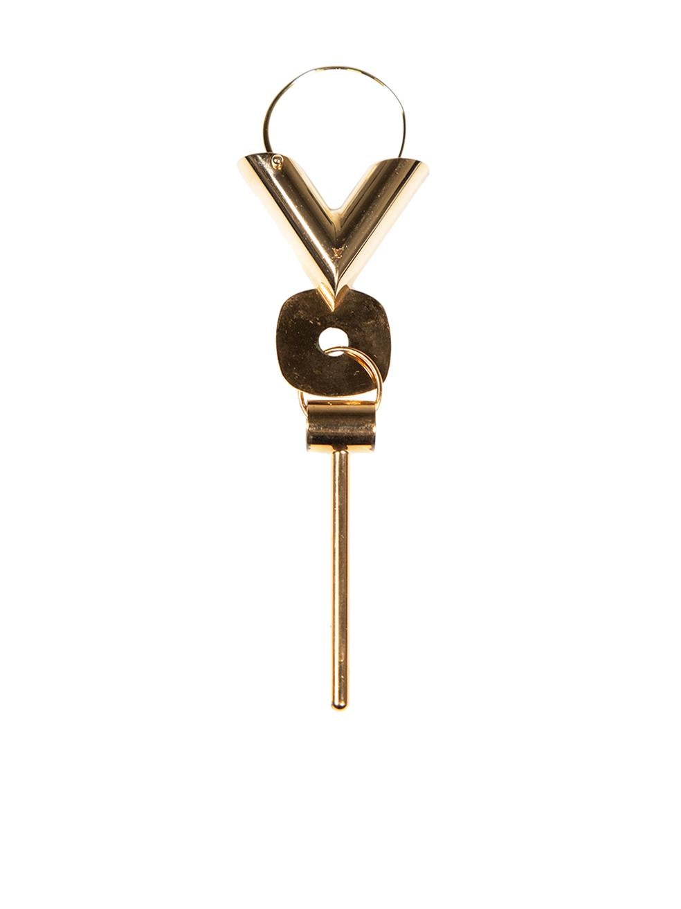 Louis Vuitton Gold Tone Essential V Earring In Excellent Condition For Sale In London, GB