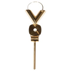 Louis Vuitton Gold Tone Essential V Earring