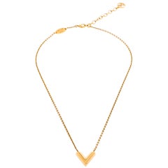Louis Vuitton Gold Tone Essential V Necklace