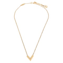 Louis Vuitton Gold Tone Essential V Pendant Necklace