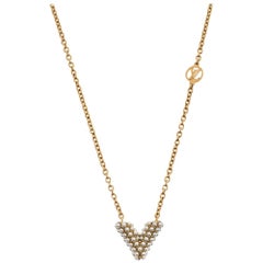 Louis Vuitton - Collier Essential V Perle en métal doré