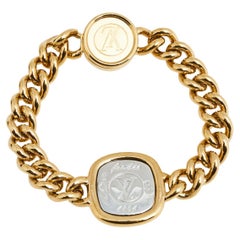 Louis Vuitton Gold Tone Logo ID Chainlink Bracelet