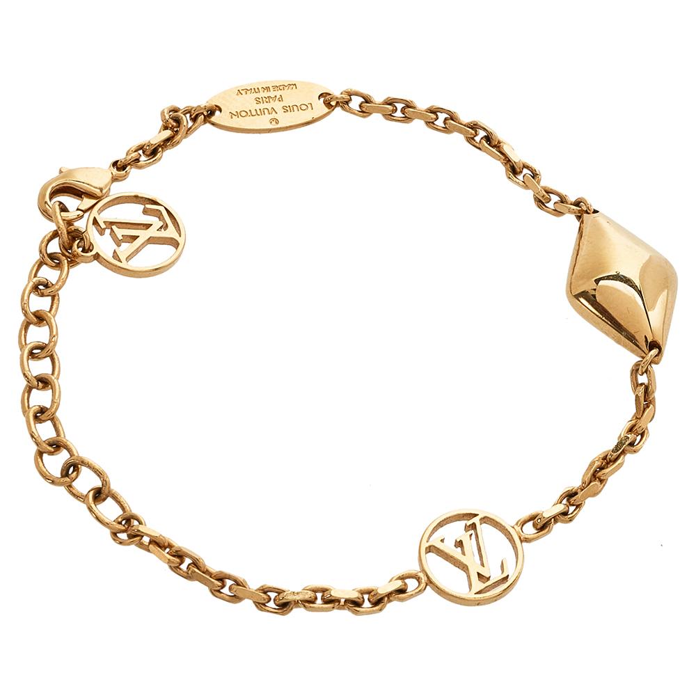 Louis Vuitton Gold Tone Malletage Supple Bracelet In Good Condition In Dubai, Al Qouz 2