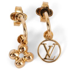 Louis Vuitton Gold Tone Damier Perle Drop Earrings Louis Vuitton