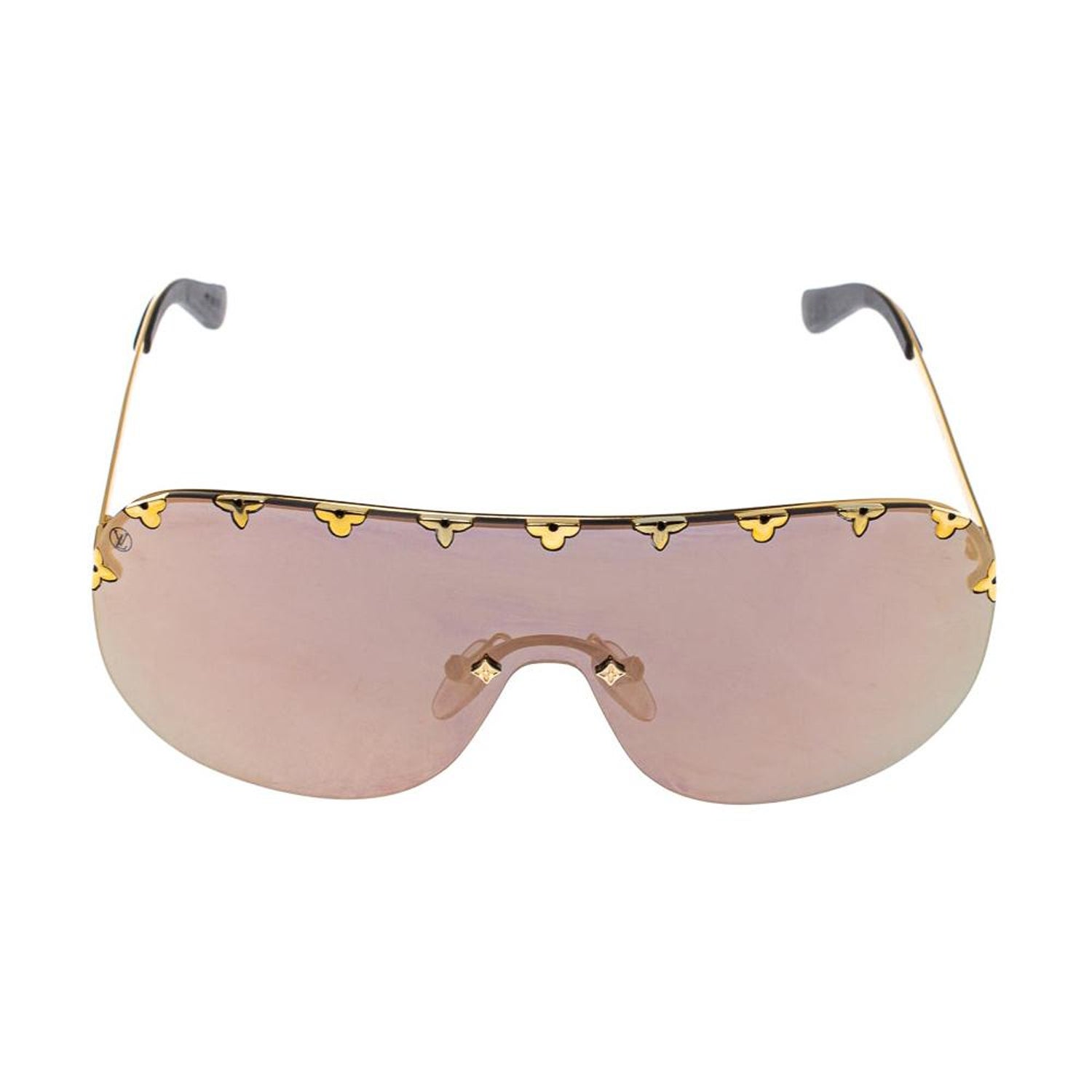 Louis Vuitton Gold Tone/ Metallic Mirrored Z2377W Shield Sunglasses at  1stDibs