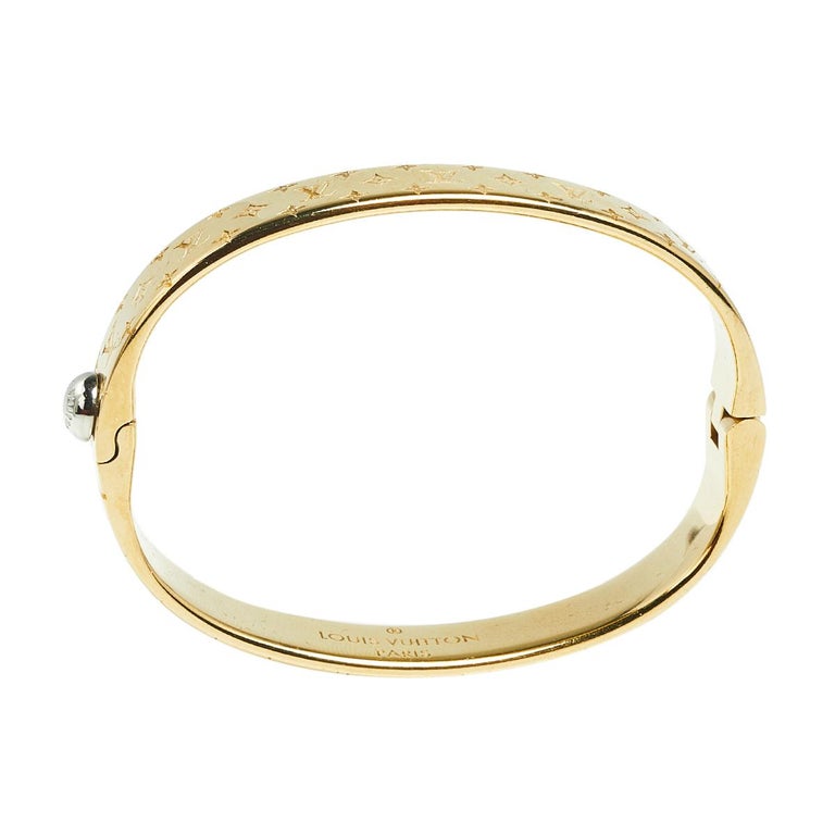 Louis Vuitton Nanogram Cuff Bracelet Metal Gold 2368271