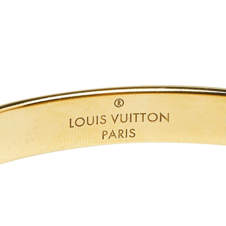 Louis Vuitton Two Tone Nanogram Cuff Bracelet M at 1stDibs