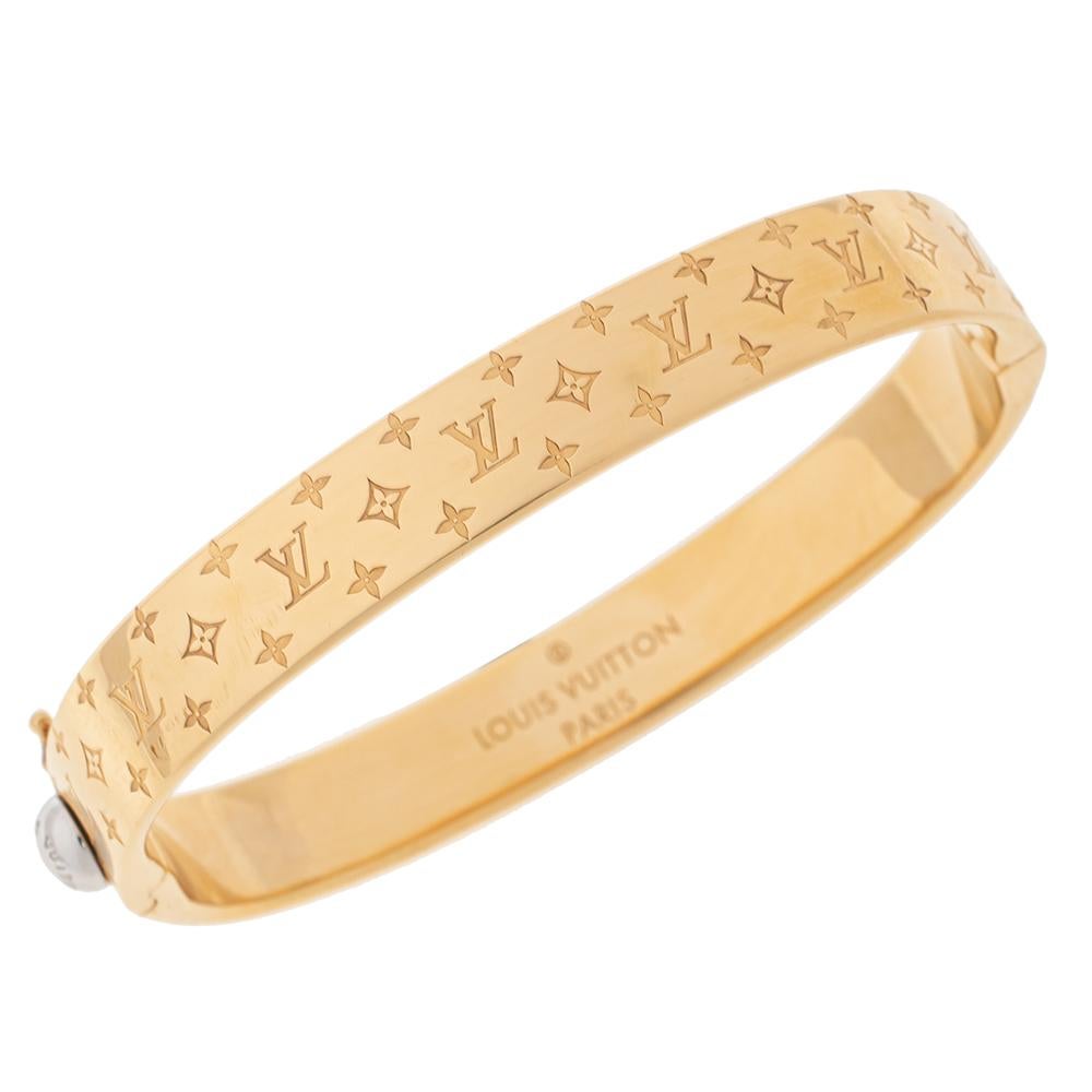 Women's Louis Vuitton Gold Tone Nanogram Cuff Bracelet