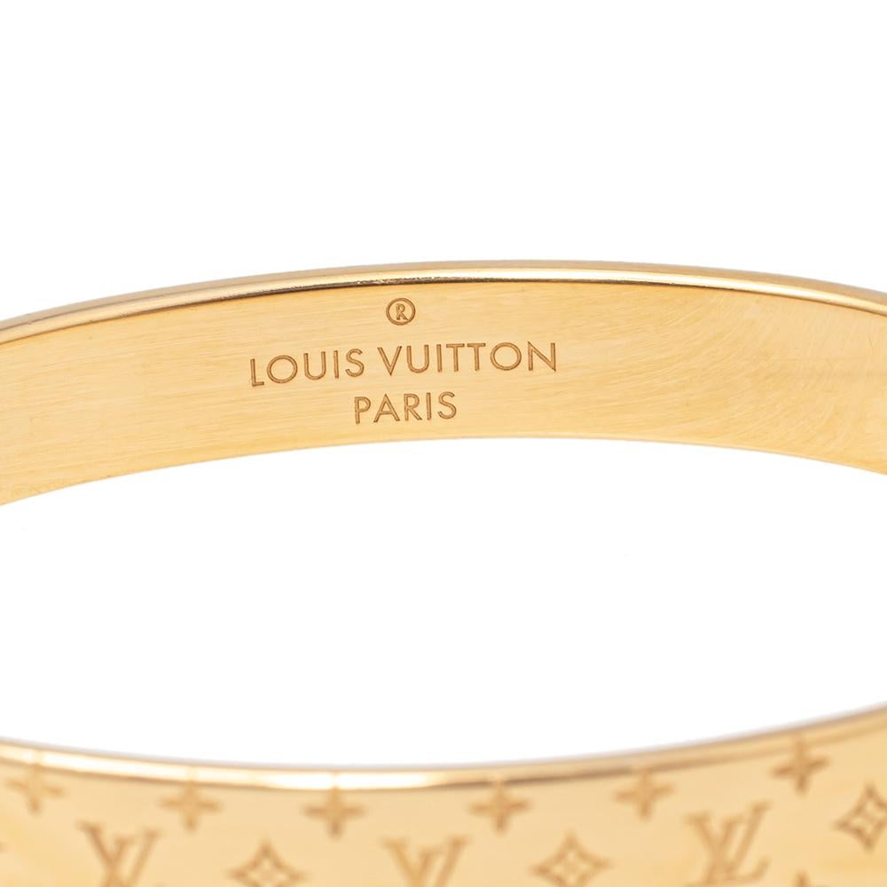 Louis Vuitton Gold Tone Nanogram Cuff Bracelet 3