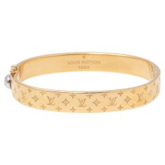 Louis Vuitton Gold Tone Nanogram Cuff Bracelet