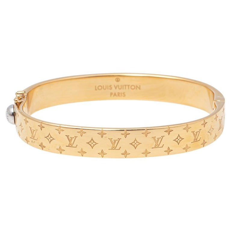 Louis Vuitton, Jewelry, Louis Vuitton Nanogram Tag Charm Gold Silver  Bracelet