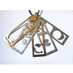 Louis Vuitton Gold Tone Open Bar Necklace LOUIS