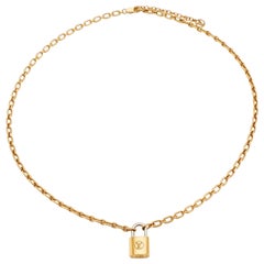 Louis Vuitton Gold Tone Padlock Pendant Necklace