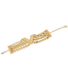 Louis Vuitton Gold Tone Resin Pearls Essential V Perle Bracelet