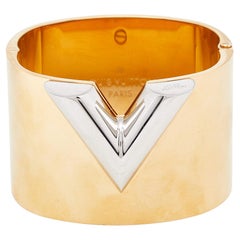 Louis Vuitton Goldfarbenes & Silberfarbenes Essential V-Manschettenarmband