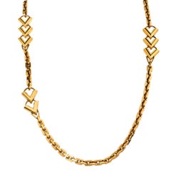 Louis Vuitton Gold Tone V Chain Sautoir Necklace