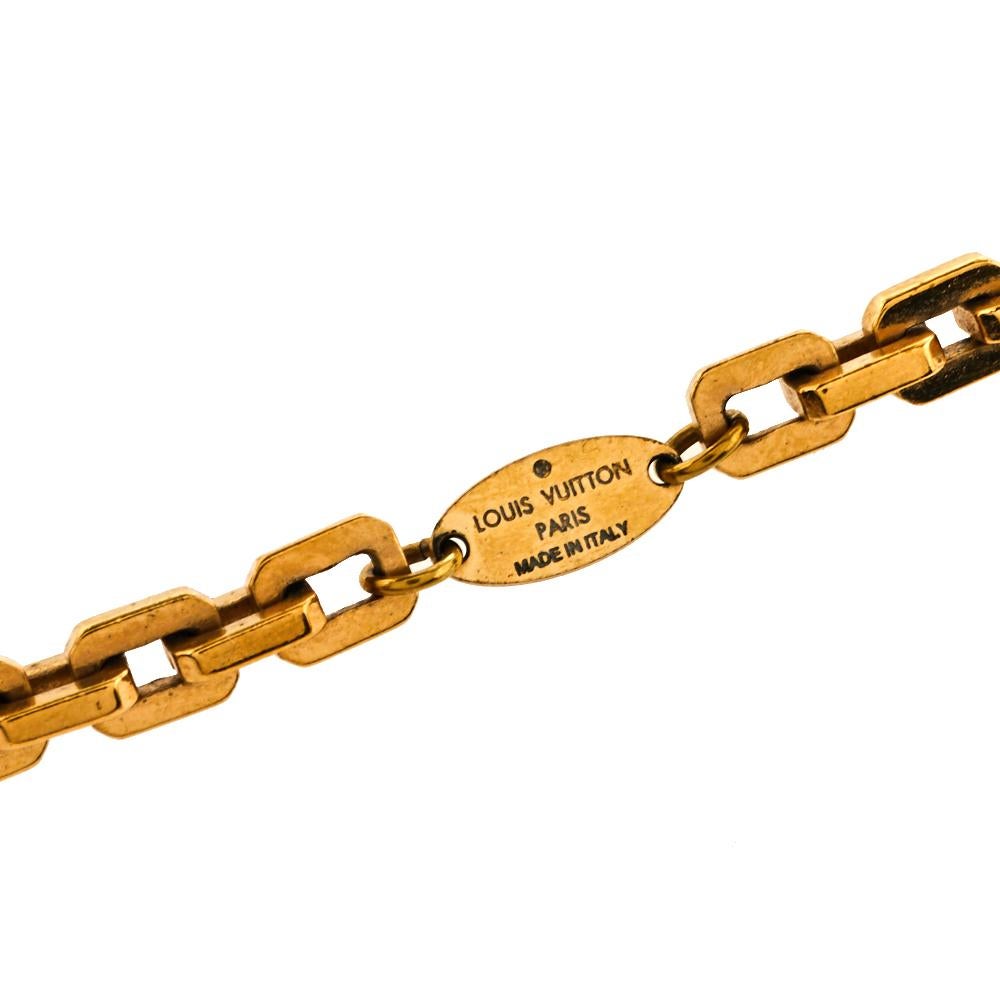 Women's Louis Vuitton Gold Tone V Chain Sautoir Necklace