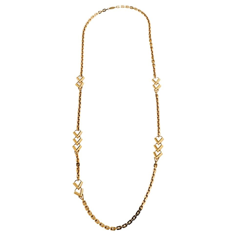 Louis Vuitton Gold Tone V Chain Sautoir Necklace