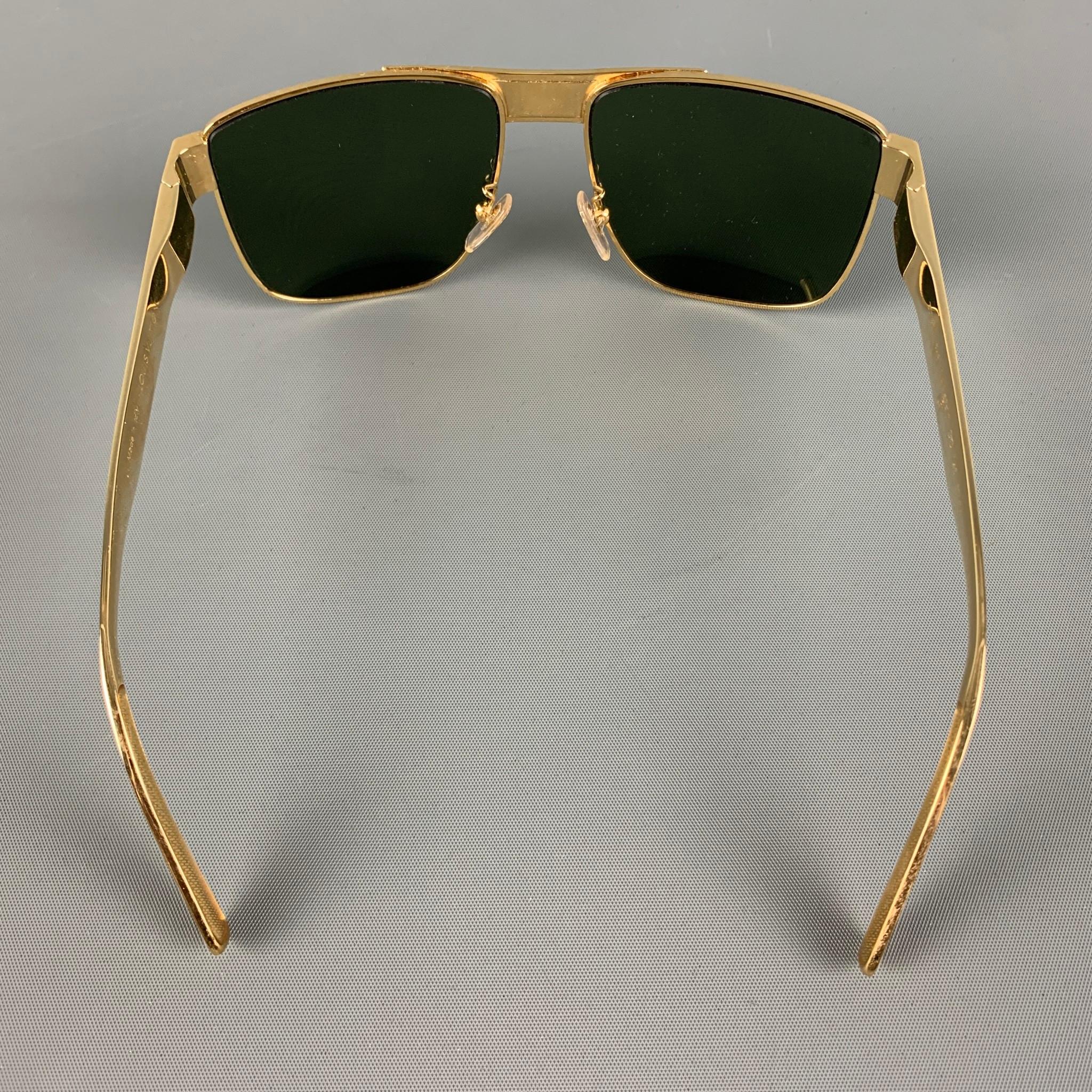 LOUIS VUITTON Gold Tone Wood Grain Metal Sunglasses In Good Condition In San Francisco, CA