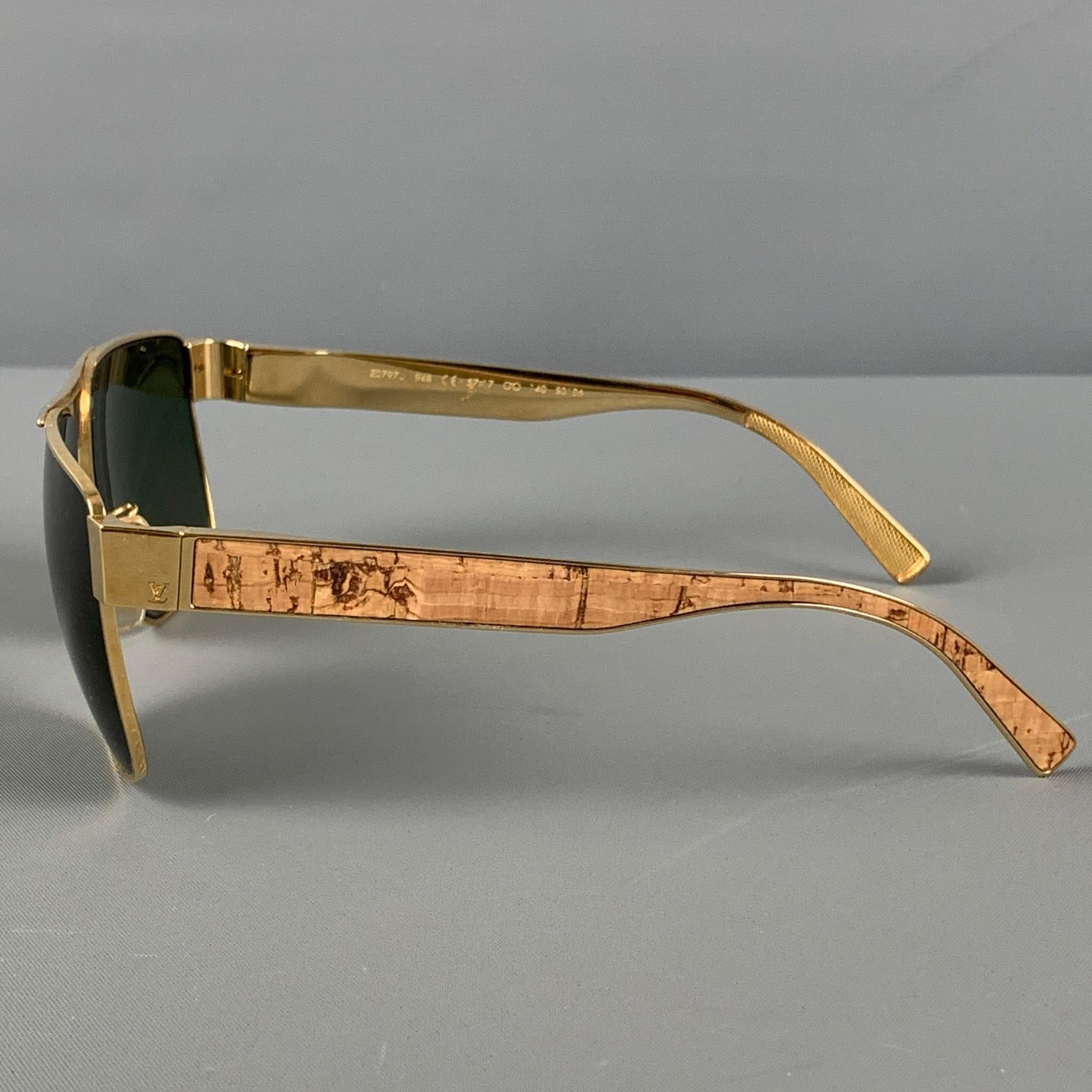 Men's LOUIS VUITTON Gold Tone Wood Grain Metal Sunglasses