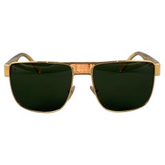 LOUIS VUITTON Gold Tone Wood Grain Metal Sunglasses
