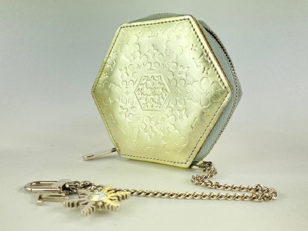 Louis Vuitton Gold Vernis Schneeflocke Porte Monnaie Flocon Münze Geldbörse 13lv122 3