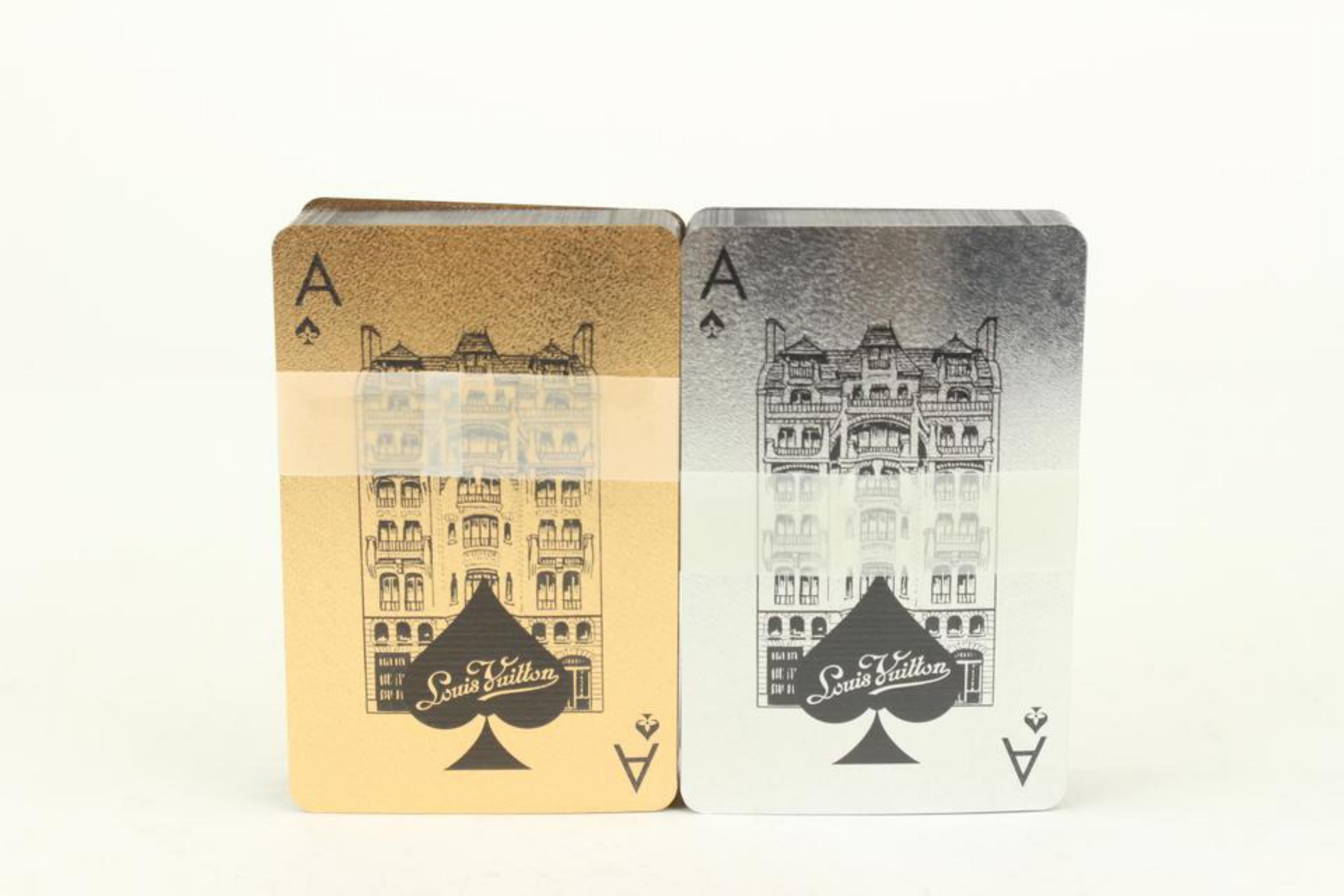Louis Vuitton Gold x Silver Metallic Damier Playing Cards Poker Bridge 1115lv24 2