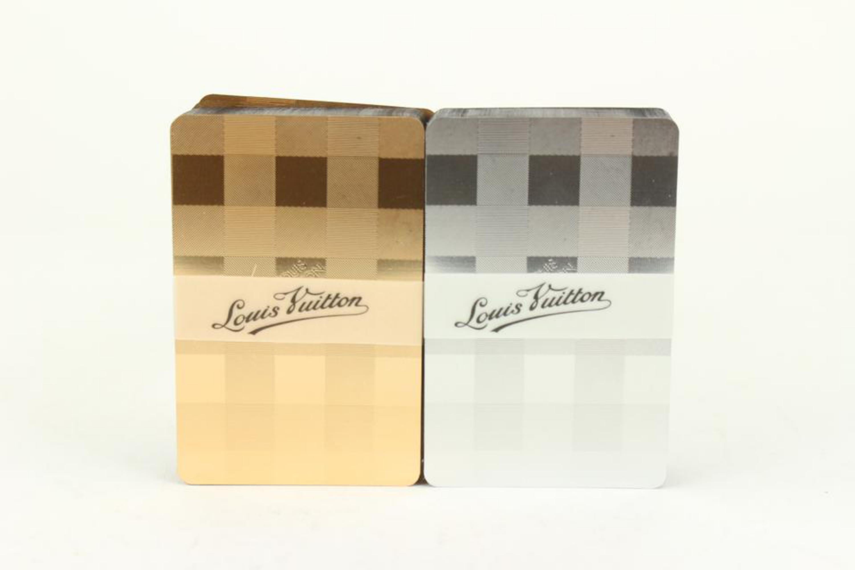 Louis Vuitton Gold x Silver Metallic Damier Playing Cards Poker Bridge 1115lv24 In New Condition In Dix hills, NY