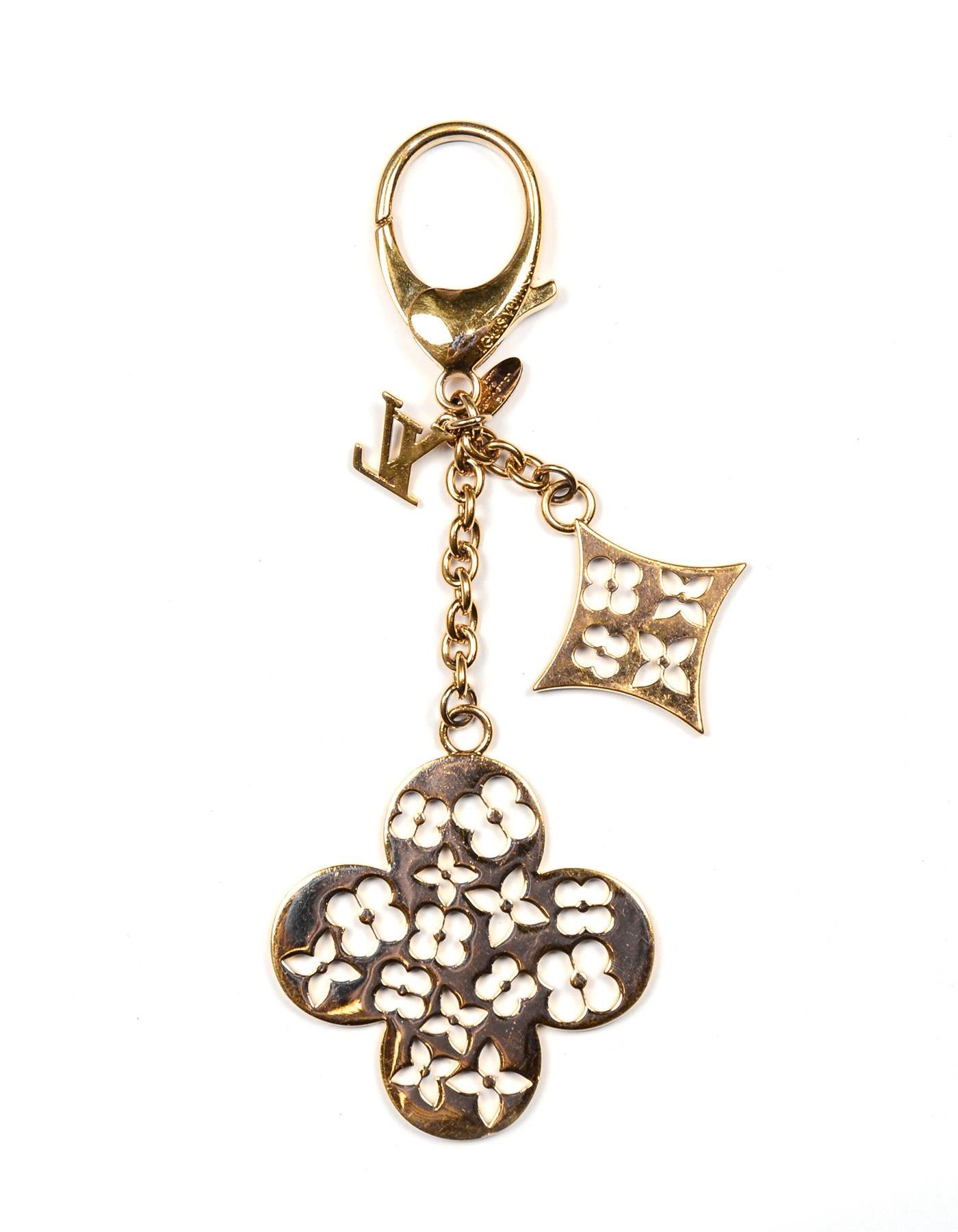 Brown Louis Vuitton Goldtone Cutout Fleur Ivy Bag Charm/Key Chain