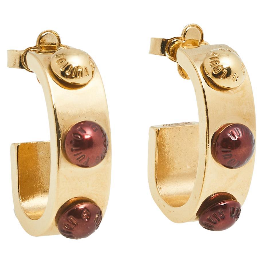 Louis Vuitton Goldtone Gimme a Clue Hoop Earrings at 1stDibs