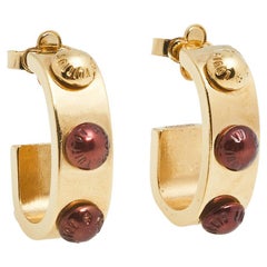 Louis Vuitton Goldtone Gimme a Clue Hoop Earrings