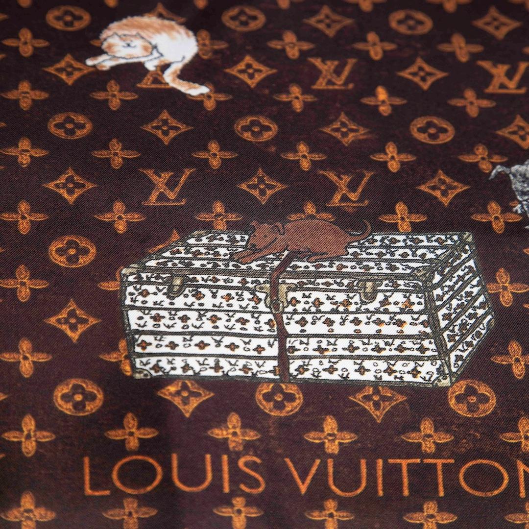 Brown Louis Vuitton Grace Coddington Catogram Silk Scarf